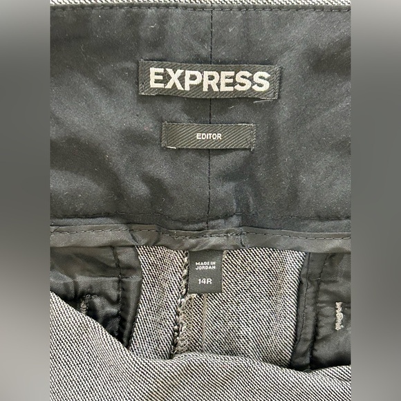 Express Editor Dress Pants Women Sz 14R Gray Mid Rise Straight Leg Pockets - Picture 3 of 7